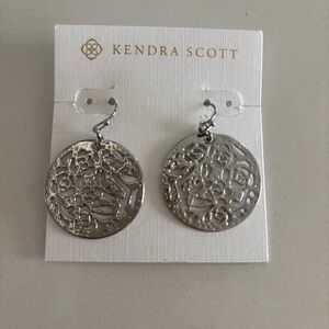Kendra Scott Madina Drop Earrings Silver Retired Filigree Dangle Hook